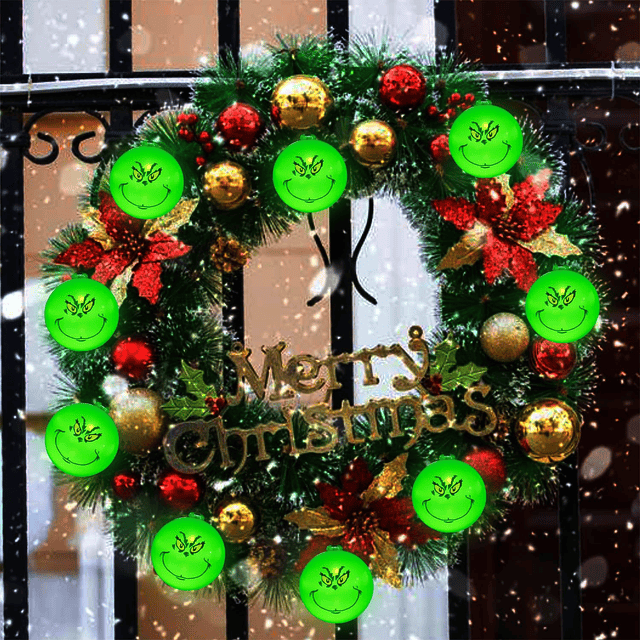 Solar Grinch Navidad decoraciones al aire libre cadena de lu