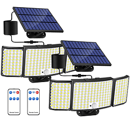 Luces solares para exteriores 328 LED Luz de seguridad con e