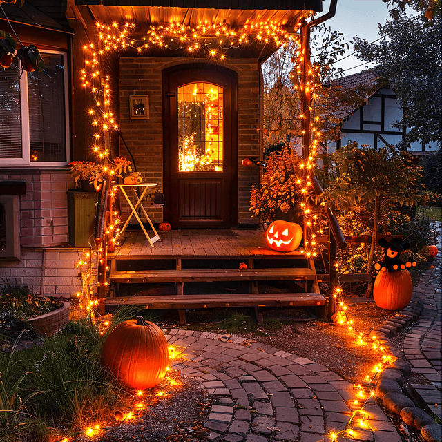 Paquete de 2 luces naranjas de Halloween: 100 LED de 42.7 pi