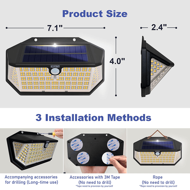 Luces solares para exteriores 266 LED con sensor de movimien