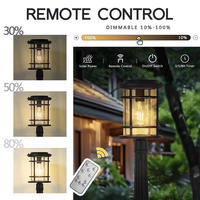 Luces solares para caminos al aire libre, luz de poste de at