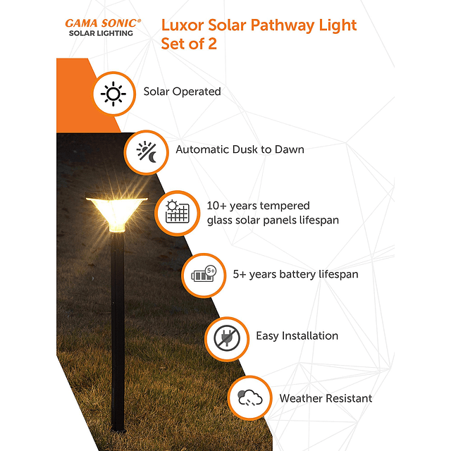 Luxor Luz solar para caminos Aluminio negro 50 lúmenes LED L