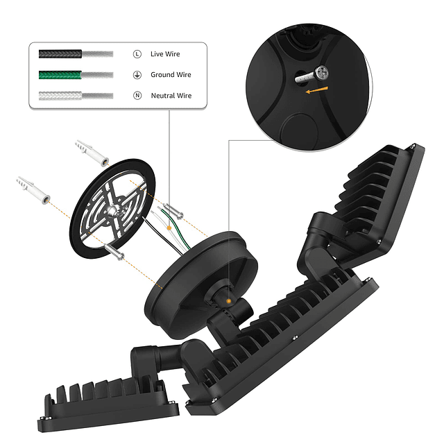 Luces de inundación de 100 W para exteriores, 2 paquetes de