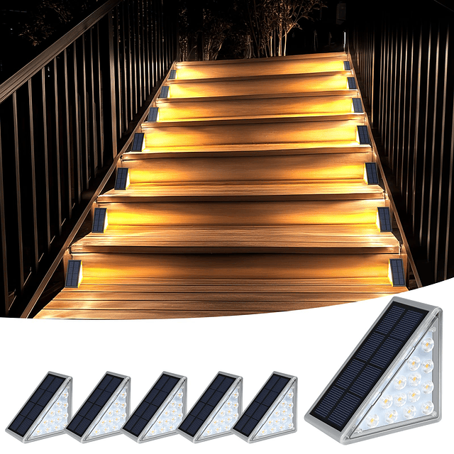 Luces solares para escalones para exteriores, impermeables I