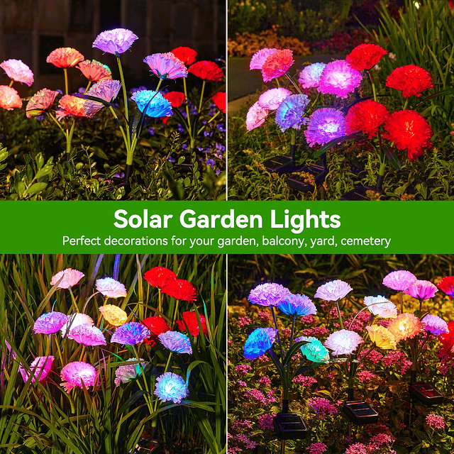 Luces solares para jardín al aire libre, paquete de 4 flores