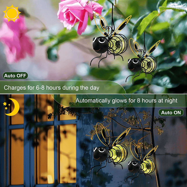 Colgante de abeja luces solares de jardín decoración para ex