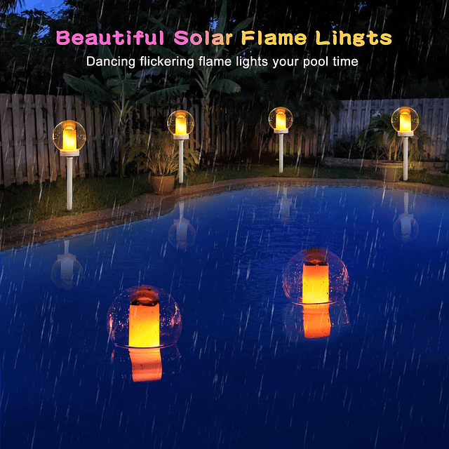 Luces solares flotantes para piscina, luces solares parpadea