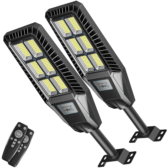 Luz de calle solar LED para exteriores, paquete de 2, 25000