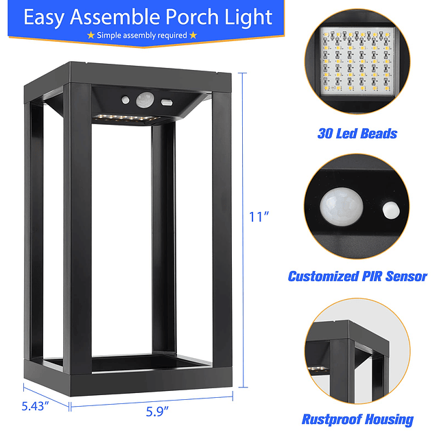 Luces solares de pared para exteriores, sensor de movimiento