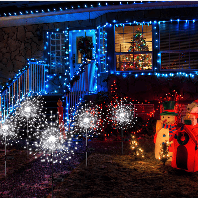 6 Piezas Luces Solares de Fuegos Artificiales de Navidad Luc