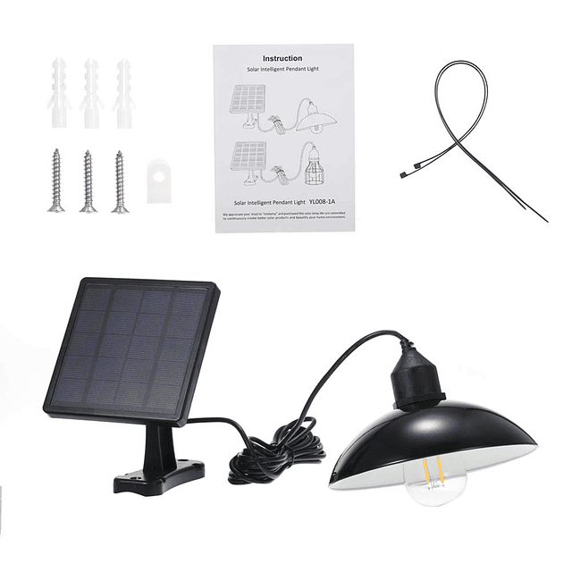 Lámpara colgante solar para exteriores, luz colgante con bom