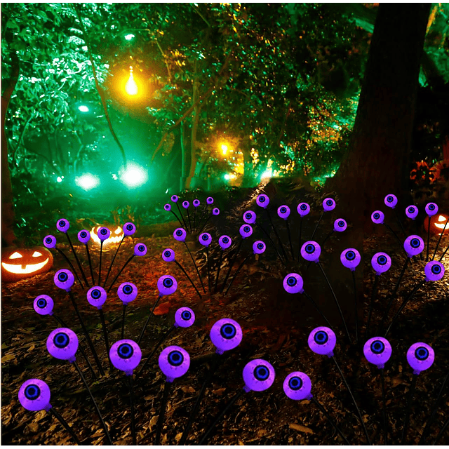 Paquete de 2 decoraciones de Halloween, luces solares de glo