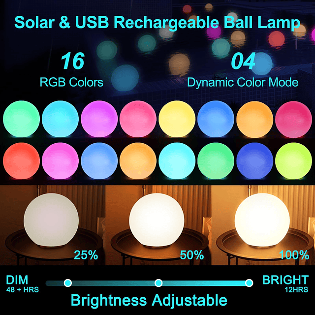 Luces solares de bola con pila de suelo RGB colores cambiant