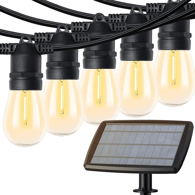 Guirnaldas de luces solares para exteriores, 63 pies, imperm