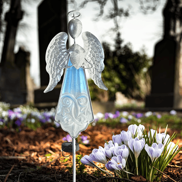 Luces solares de jardín de ángel para exteriores, luz LED so