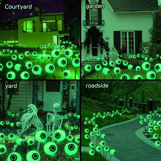 Luces solares de Halloween, paquete de 4, 24 LED, decoracion