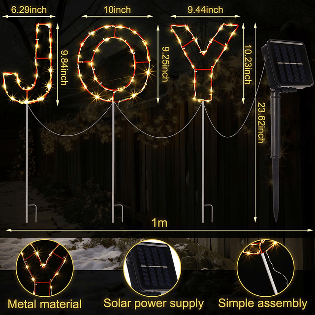 3 piezas solares de Navidad Joy Belén decoraciones iluminada