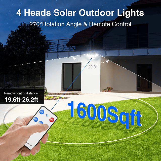 Luces solares para exteriores, 224 LED, 3000 lm, sensor de m