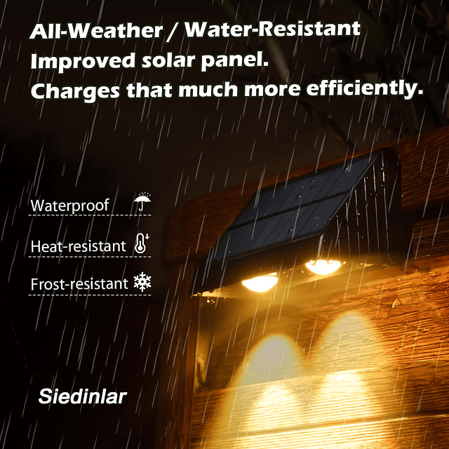 Luces solares para valla al aire libre, 50 lúmenes, 5 modos,