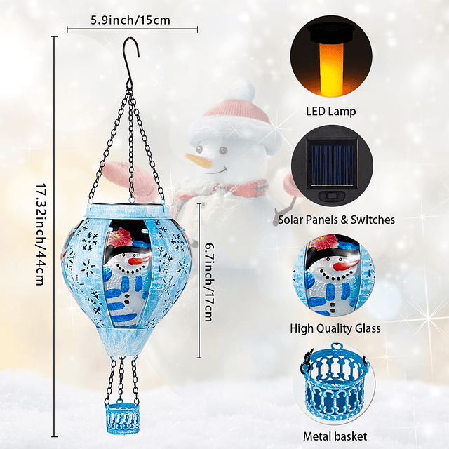 Linterna solar de globo aerostático de Navidad impermeable m