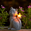 Estatuas solares de gato al aire libre para jardín: decoraci