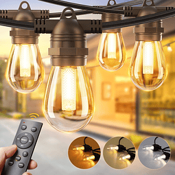 Cadena de luces para exteriores de 48 pies con control remot