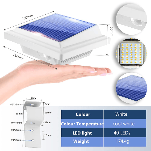 Luces de canalón 40 luces LED solares para decoración de pat