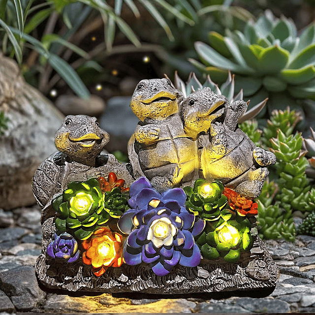 Estatuas solares de tortuga para jardín, decoración al aire