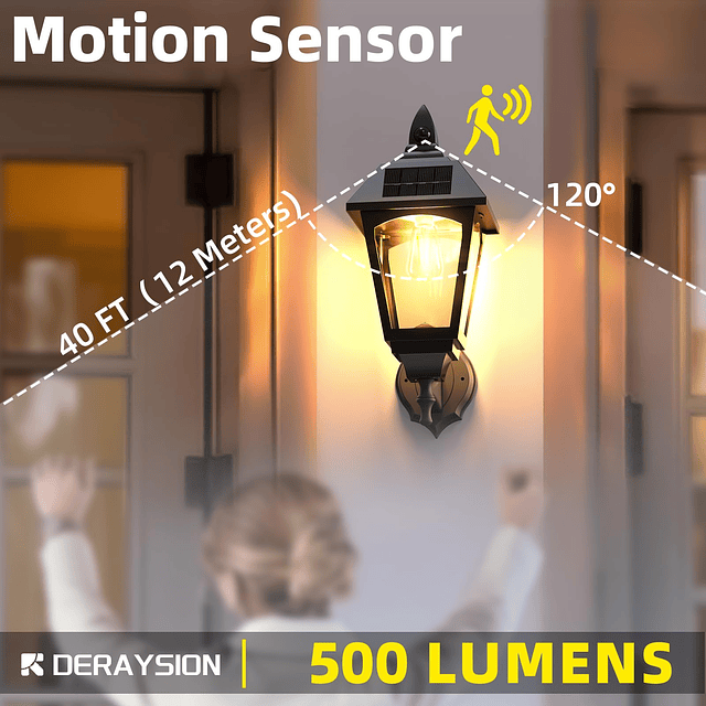 Lámpara exterior con sensor de movimiento, 16 pulgadas, de a