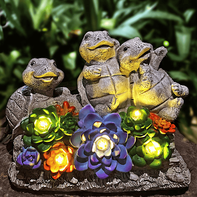 Estatuas solares de tortuga para jardín, decoración al aire