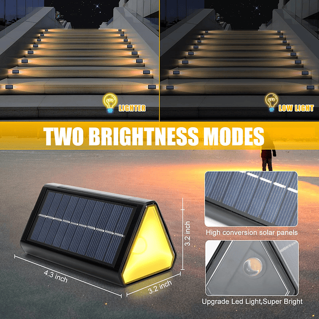 Luces LED solares para vallas, luces para escaleras al aire