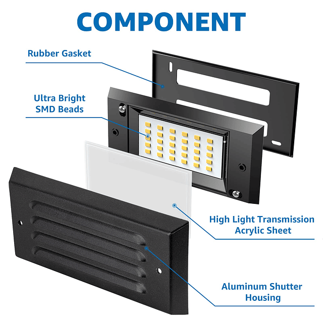 Luces LED de bajo voltaje para escalones para exteriores, 5