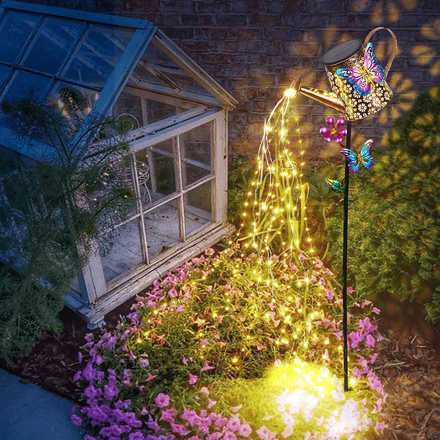 Regadera solar con luces para jardín al aire libre, luces im