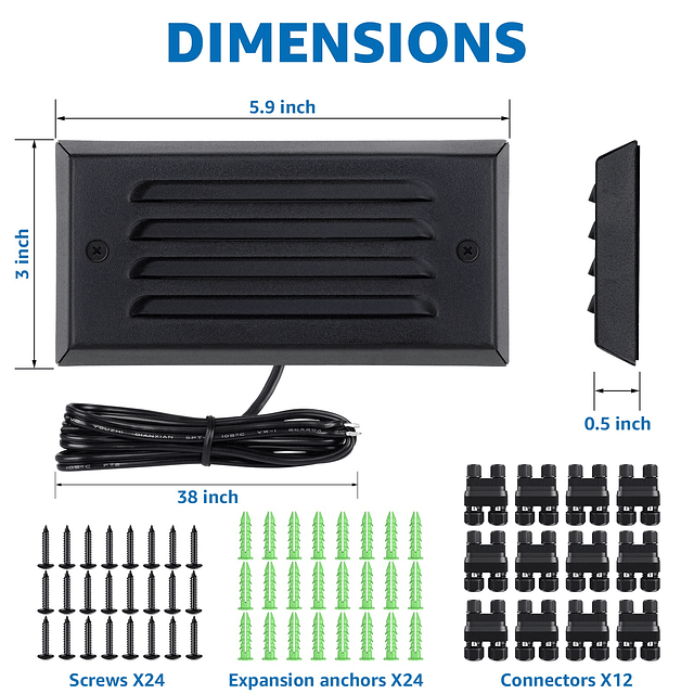 Luces LED de bajo voltaje para escalones para exteriores, 5