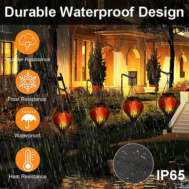 TEYIGARDEN 2 farolillos solares de globo aerostático con 2 g