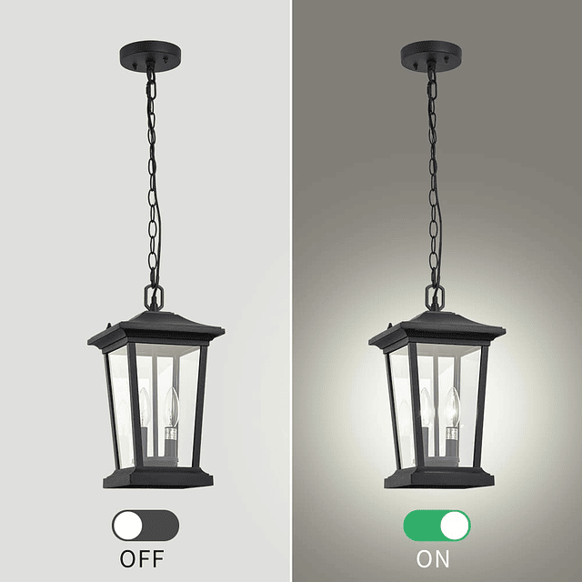 Lámpara colgante grande para exteriores, 2 luces, lámpara ex