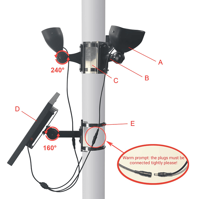 Luz solar para asta de bandera para asta de bandera de 1540