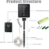 Luces solares de cuerda de 66 pies, 200 luces LED solares pa