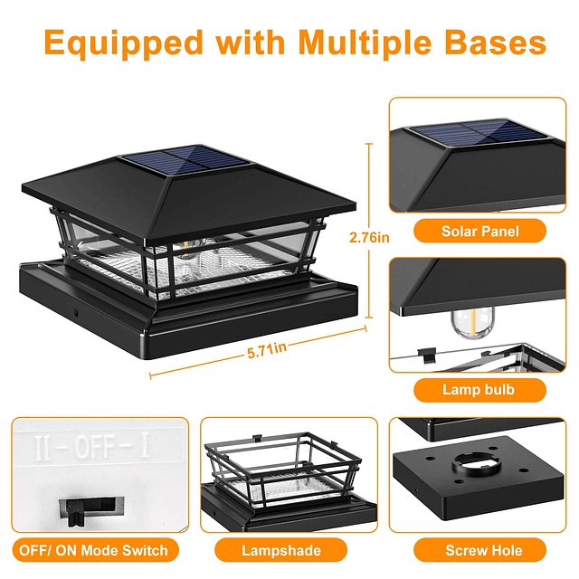 Luces solares para postes de exterior, paquete de 8 bombilla