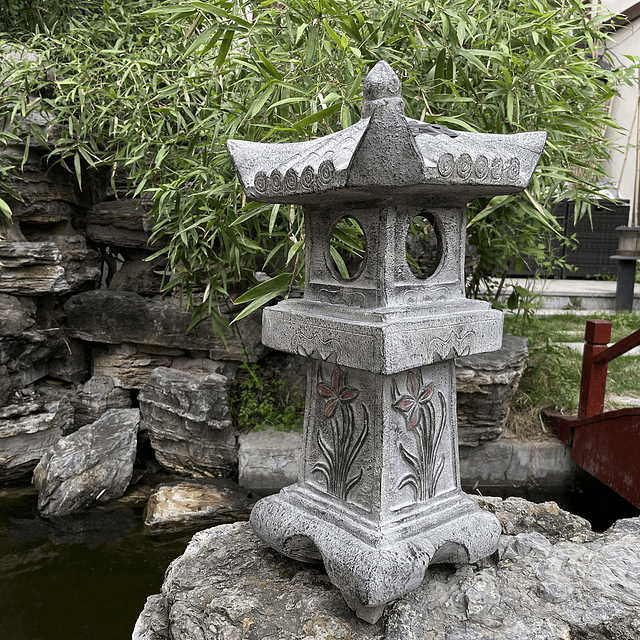 Estatua de pagoda de orquídea asiática de 23,6 pulgadas de a