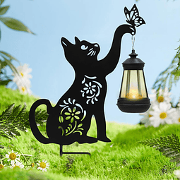 Estaca de Metal para Gatos con luz Solar, Estaca Decorativa