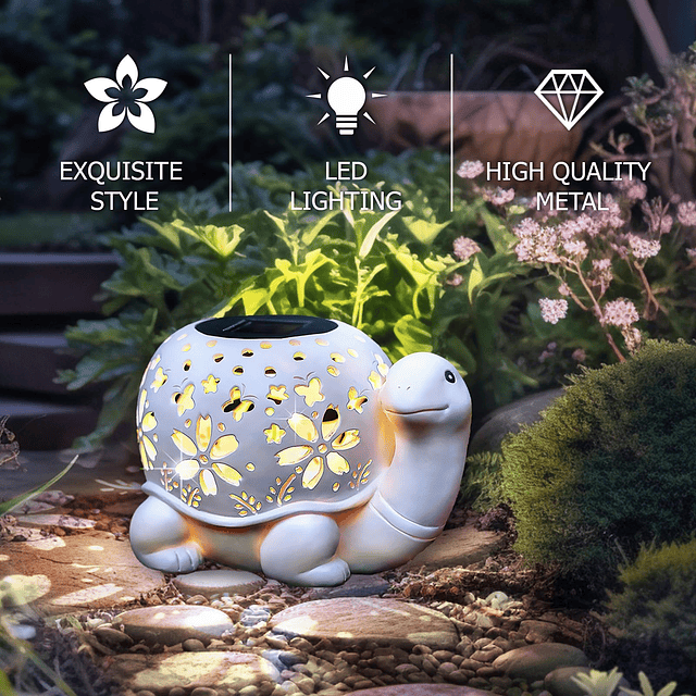 Luces solares para jardín al aire libre, estatuas de tortuga