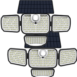 Luces solares 2 unidades de 3 cabezales 286 luces LED con se