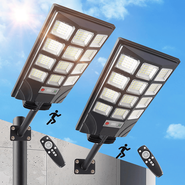 2 luces de calle solares al aire libre impermeables 600 W 15