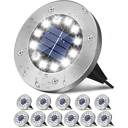 Paquete de 12 luces solares de suelo, 12 LED, luces de disco