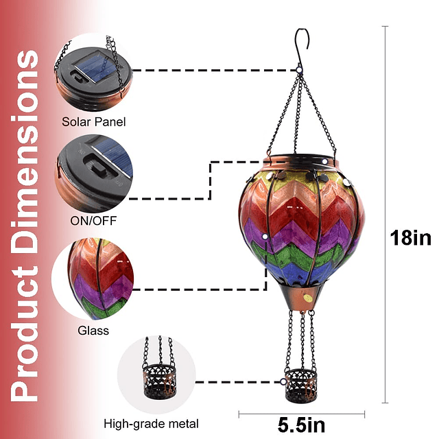 2 linternas solares con forma de globo de aire caliente, ond