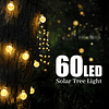 Guirnaldas de luces solares para exteriores, 36 pies, 60 LED