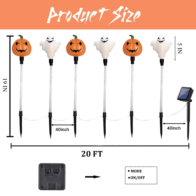 Luces solares para decoraciones de Halloween, 6 piezas, luce