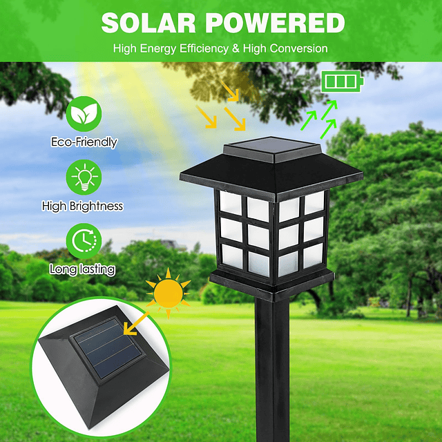 Paquete de 12 luces solares de jardín mejoradas de larga dur