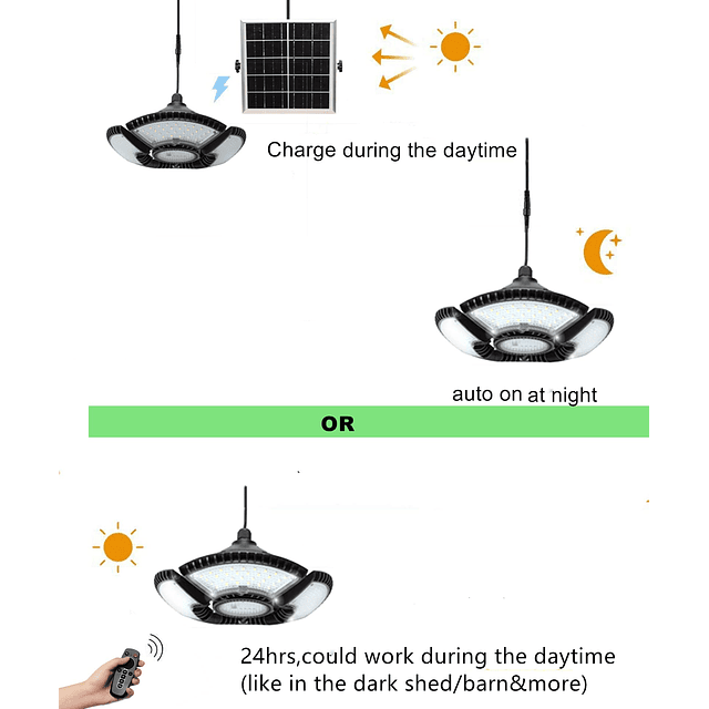 Luz solar para cobertizo diurno o nocturno 4+1 hojas 136 LED